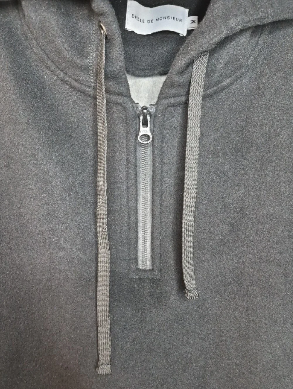 Drôle de Monsieur Wool‎ Blend Qtr Zip Drawstring Hoodie M